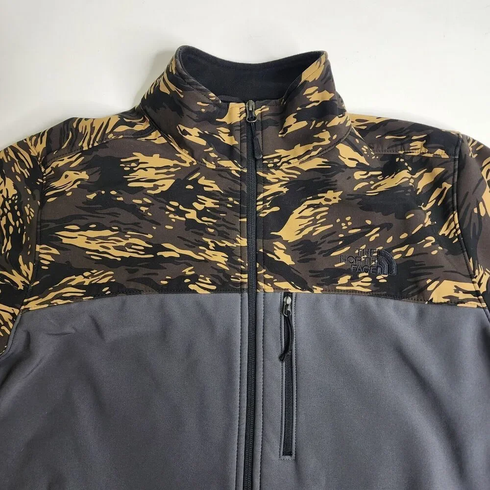 The North Face Camo Gray Brown Softshell Windwall Jacket‎ Men's Size XL